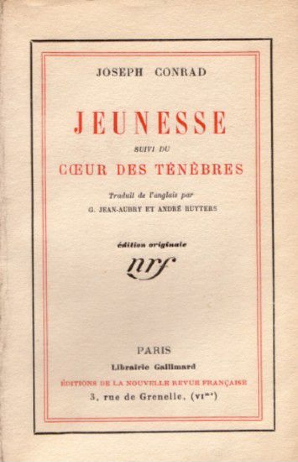 Jeunesse, suivi de, Au coeur de tenebres