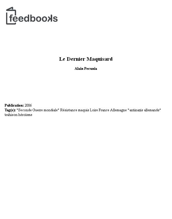 Le Dernier Maquisard