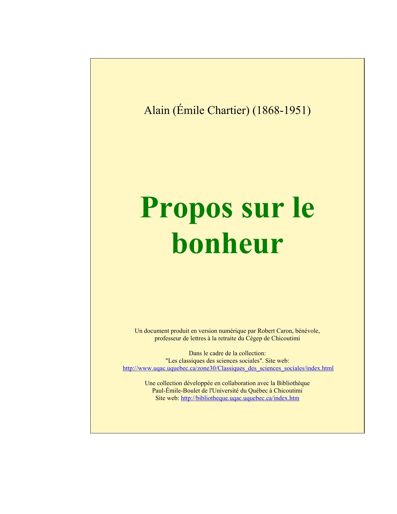 Propos sur le bonheur