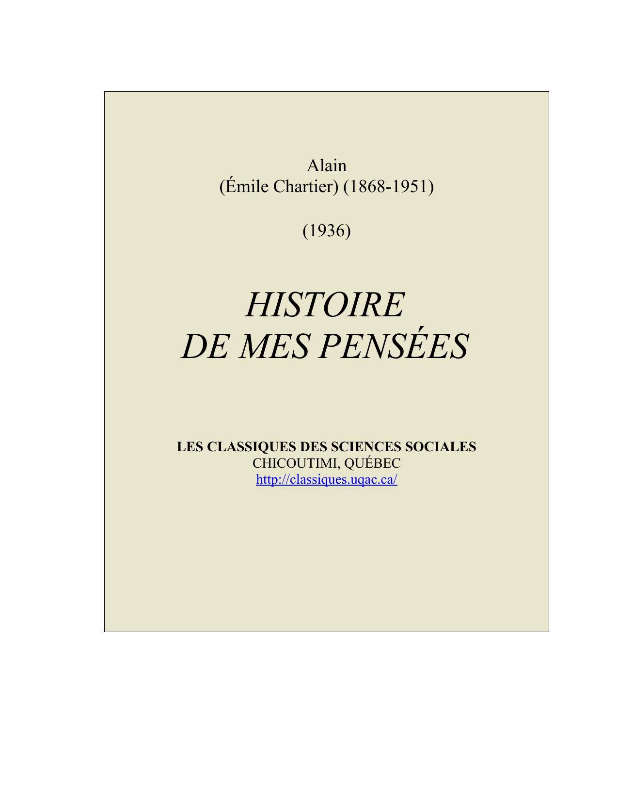 Histoire de mes pensées