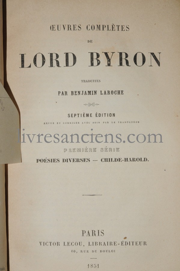 Oeuvres complètes de lord Byron, Volume 7 comprenant ses mémoires publiées par Thomas Moore